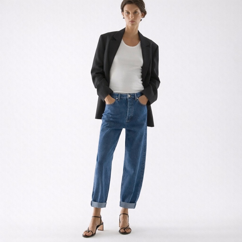 COS Blue Organic Cotton Tapered-Leg Jeans – Minimalist Fit | Size 25 | NWT